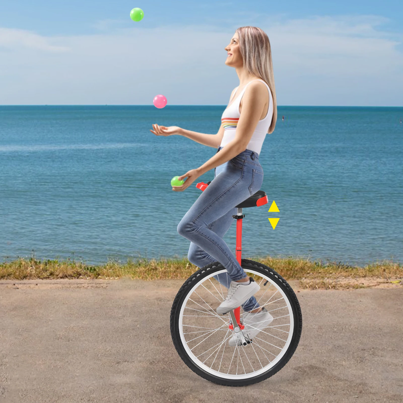 

24inch Unicycle with Thickened steel pipe adjustable seat Sports Wheel Unicycle
