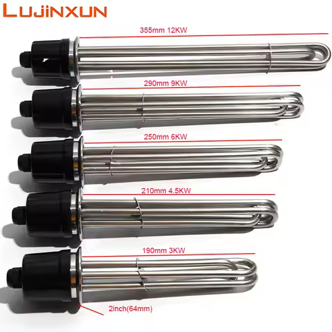 Lujinxun Heating Element 2"Tri Clamp 64mm Flange 3KW 4.5KW 6KW 9KW 12KW SUS304 Immersion Water Heater 220V 380V for Moonshine