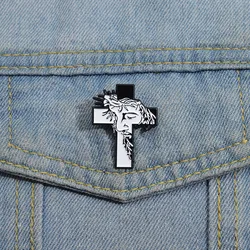 Jesus Cross Enamel Pins Christian Religious Brooches Lapel Badges Hat Clothes Collar Jewelry Decorative Pin for Kids Friend Gift