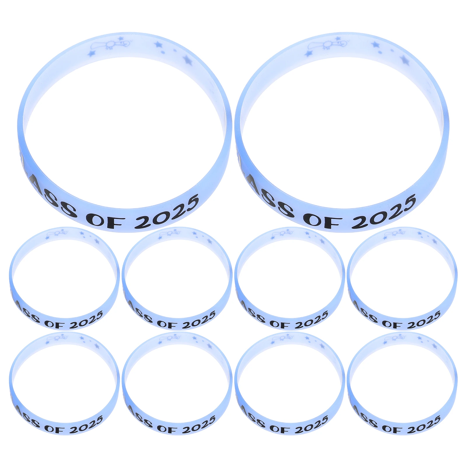 

10 Pcs Graduation Silicone Wristbands Reusable Bands Event School Supplies Soft Class of 2025 Student Gifts