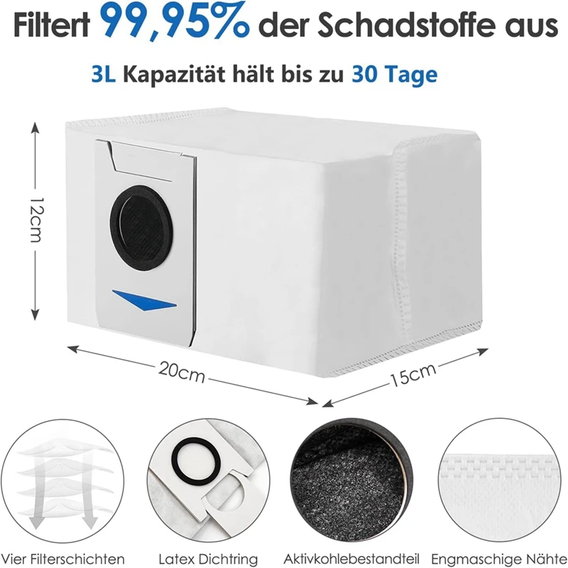 Filtro HEPA Saco De Poeira Peças De Reposição, Acessórios para Ecovacs Deebot T30, T30 Max, T30 Pro Escova, Mop Pano