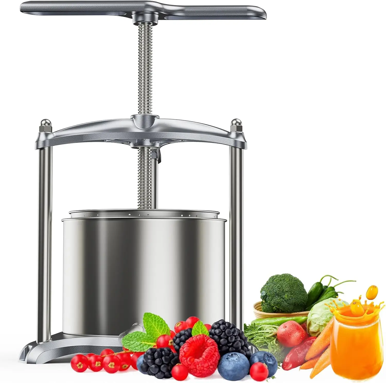 Fruit Wine Press - 100% Nature Juice Making for Apple/Carrot/Orange/Berry/Vegetables,Cheese&Tincture&Herbal Press(1.6 Gallon