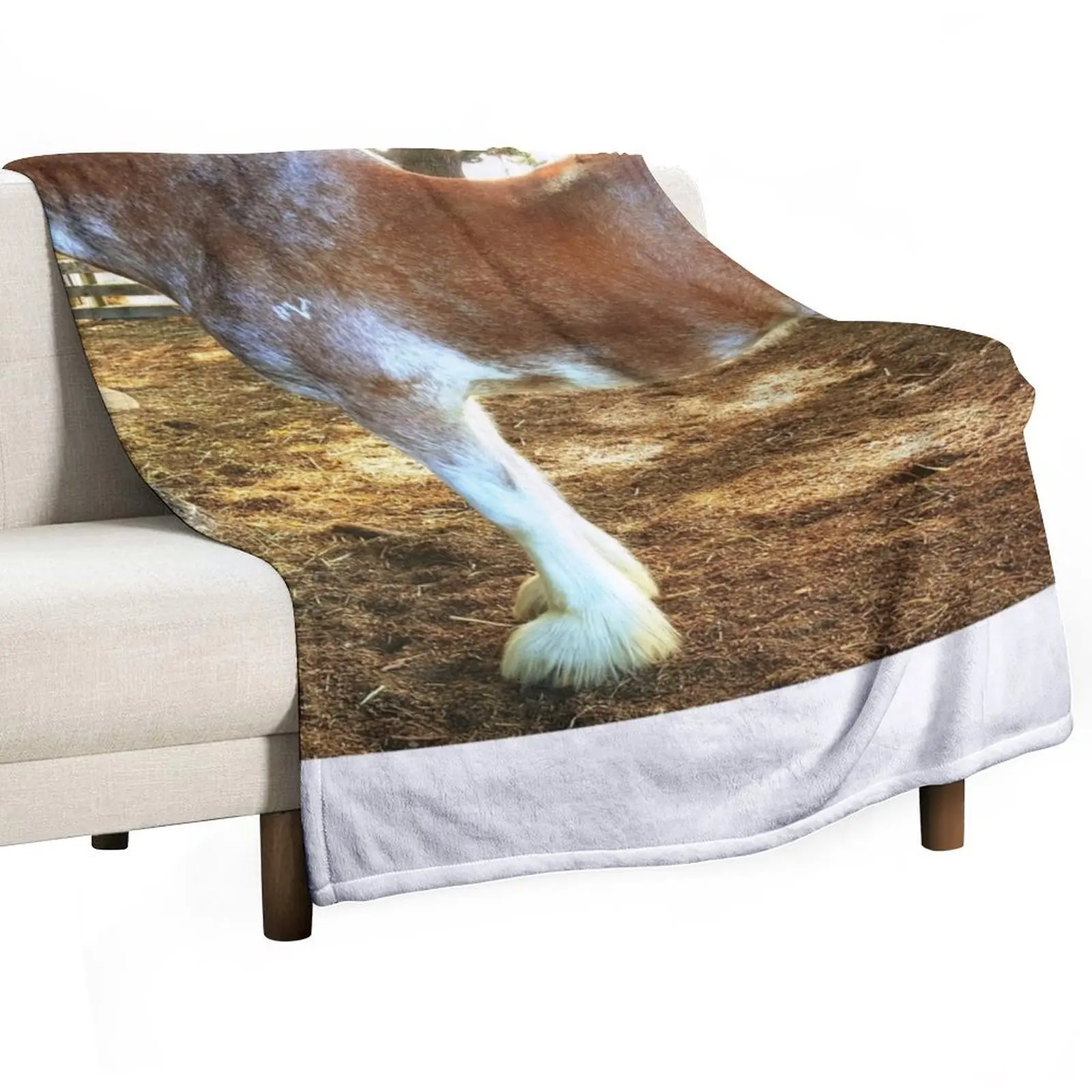 

Brown Mottled Clydesdale Horse Throw Blanket Soft Plaid Travel Sofa Quilt Beach Blankets