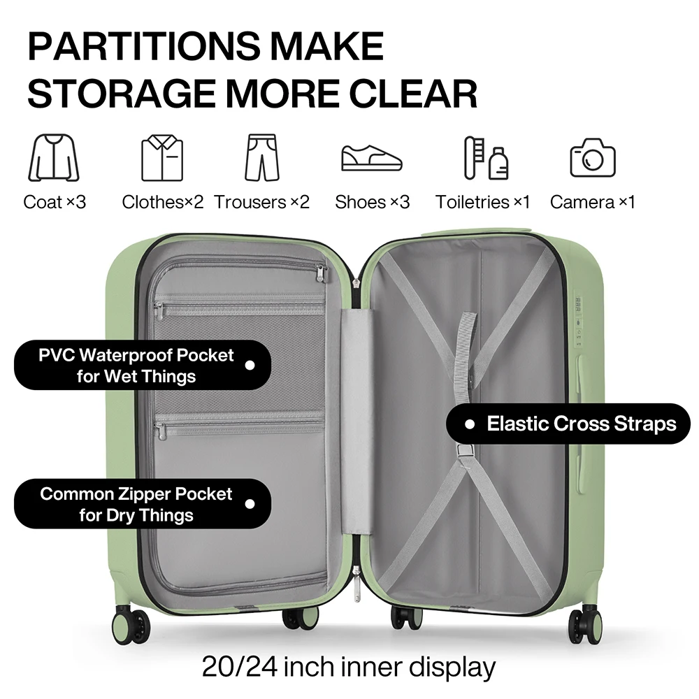 Mixi Patent Design Travel Luggage Women Men Suitcase On Wheels Spinner Trolley Case Bag 18\