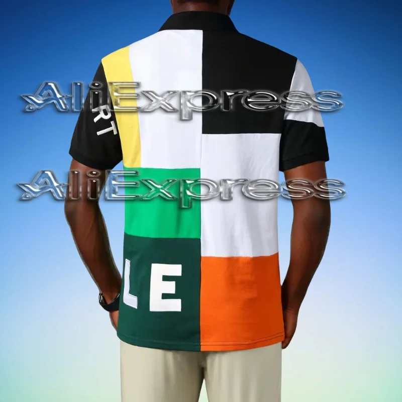 

3D printed men's polo shirt, short casual sports party, high-end short-sleeved motorcycle T-shirt