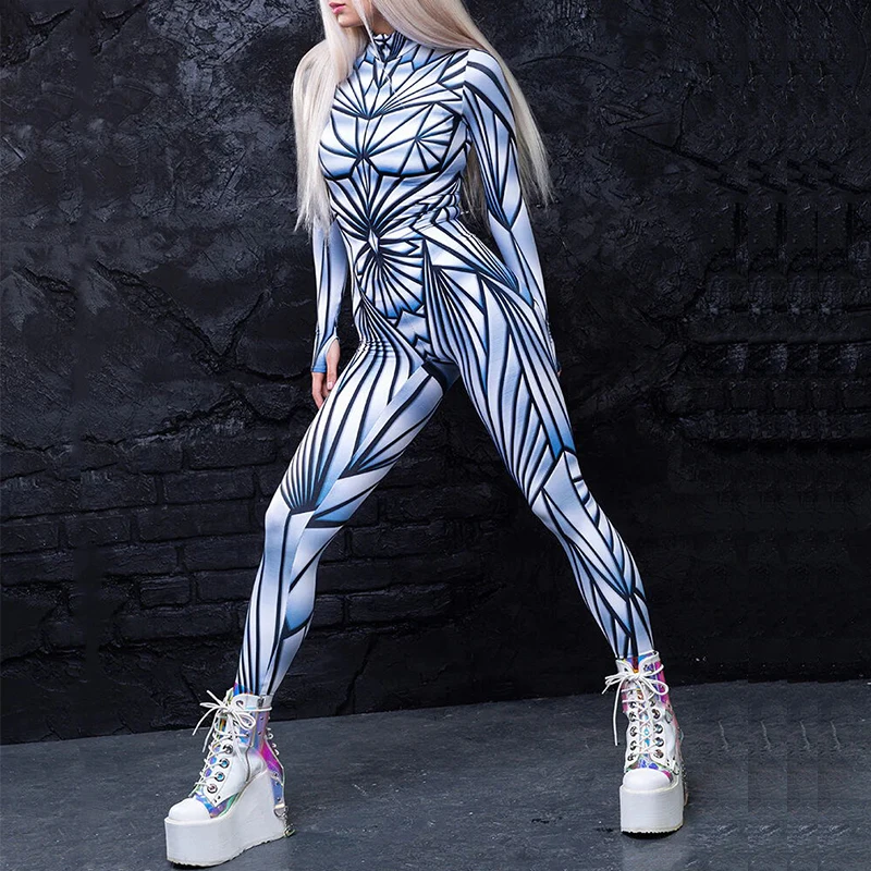 VIP FASHION Woman Crystal Damage Costume Black Mirror Jumpsuits Woman Art Zentai Bodysuit Girl Holiday Party Cosplay Outfit