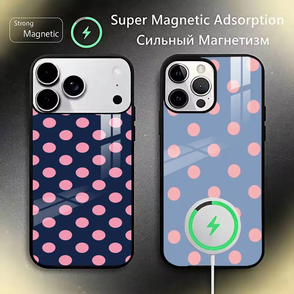

Classic Polka Dot Pattern Phone Case For iPhone17,16,15,14,13,12,11 Plus,Pro Magnetic For Magsafe Wireless Charging