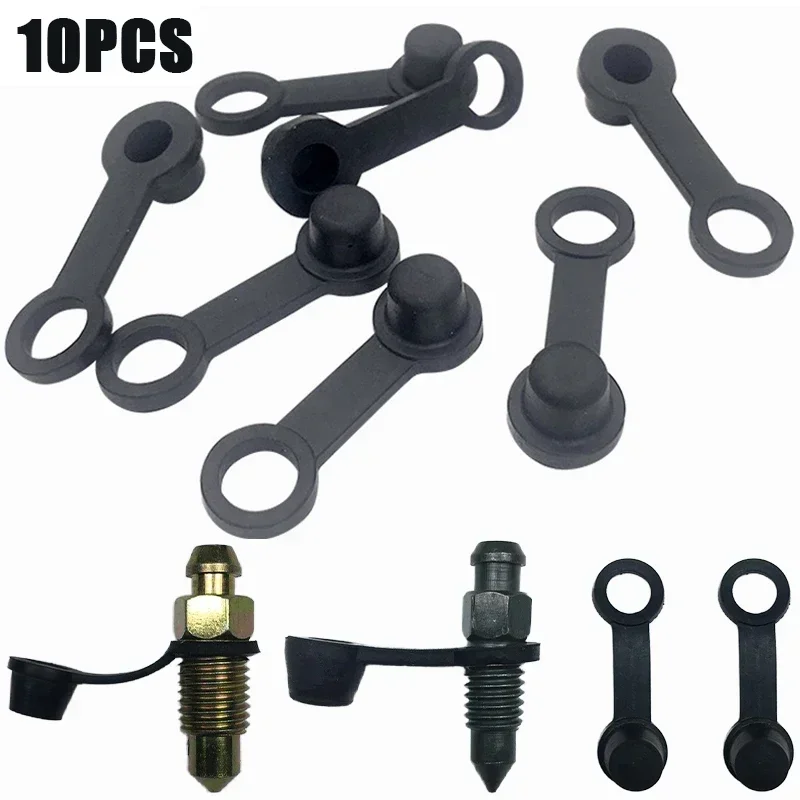 10Pcs 8mm Car Brake Pump Dust Cap Oil Drain Screw Cap Brake Caliper Bleed Nipple Black Screw Dust Caps Cover Rubber Motorcycle