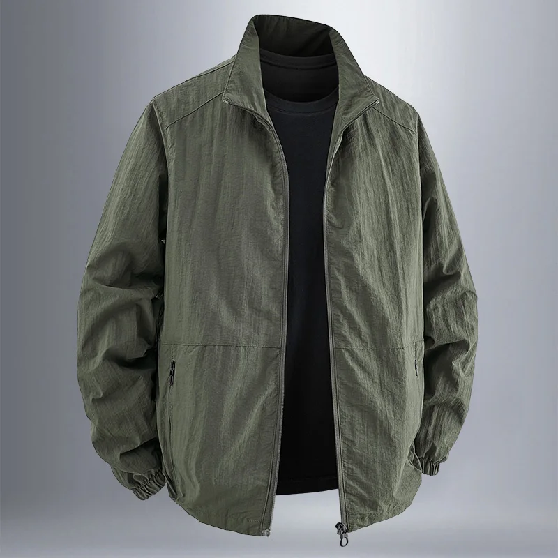 

M-4XL осенняя мужская куртка с воротником-стойкой, стильная повседневная удобная верхняя одежда, уличная ветрозащитная мужская одежда, однотонная универсальная