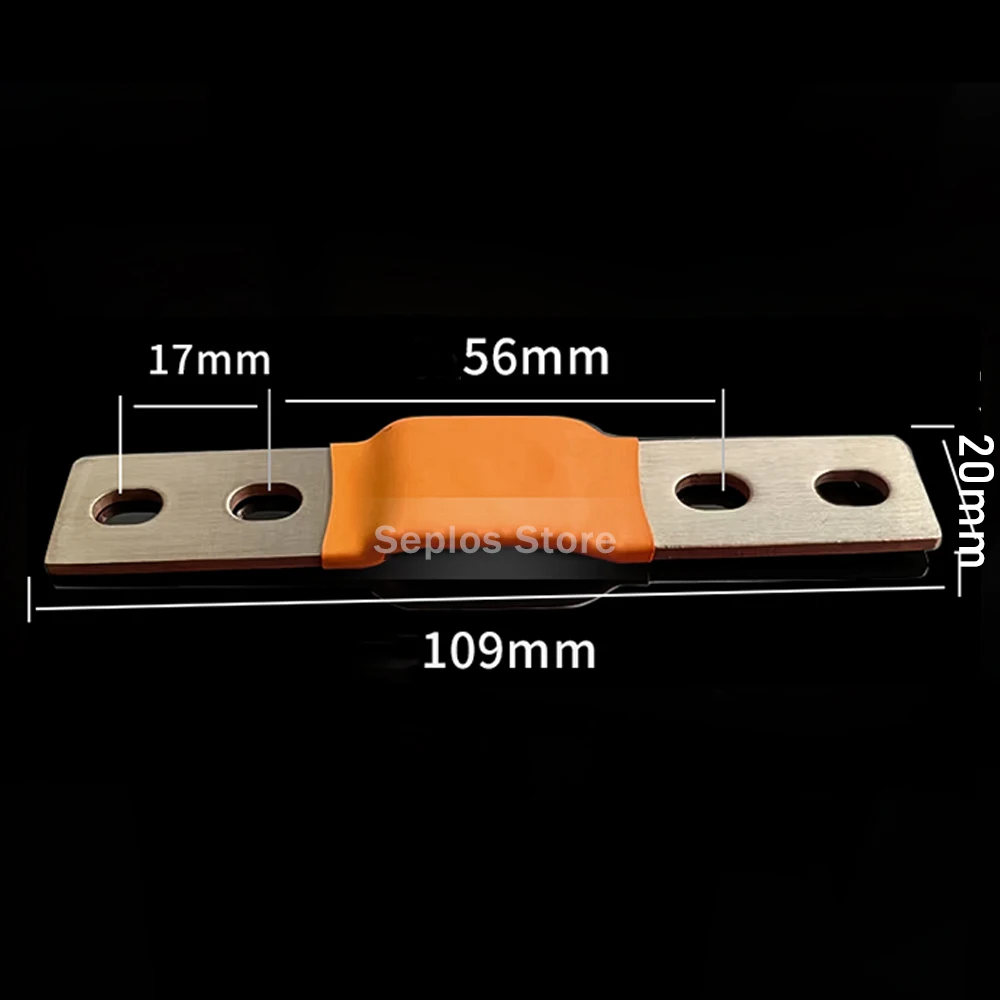 Flexible Busbar 300A 200A 56MM 74MM Bus Bar Copper Loose Protector with Isolation Battery Connector Conductive Band Elliptic