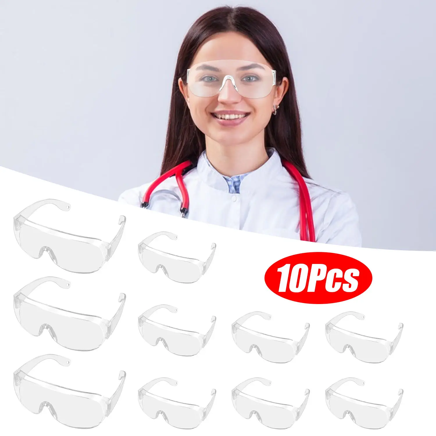 

10Pcs Stylish Safety Glasses Anti Fog Splash Dustproof Side Shields HD Lens Eyewear CE EN166 Ansi Z87.1 Lab Construction Cycling