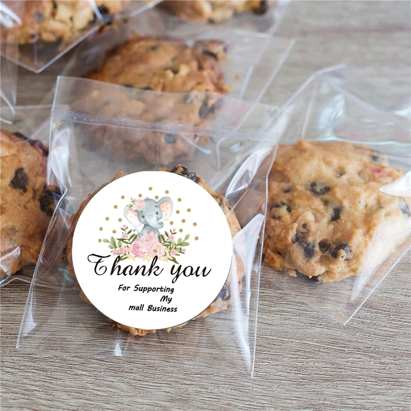 500 قطعة شكرا ملصقات لطيف الوردي الطفل الفيل التسمية الطفل تلبية هدية حفلة أعواد تزيين ملصقات الأعمال القرطاسية