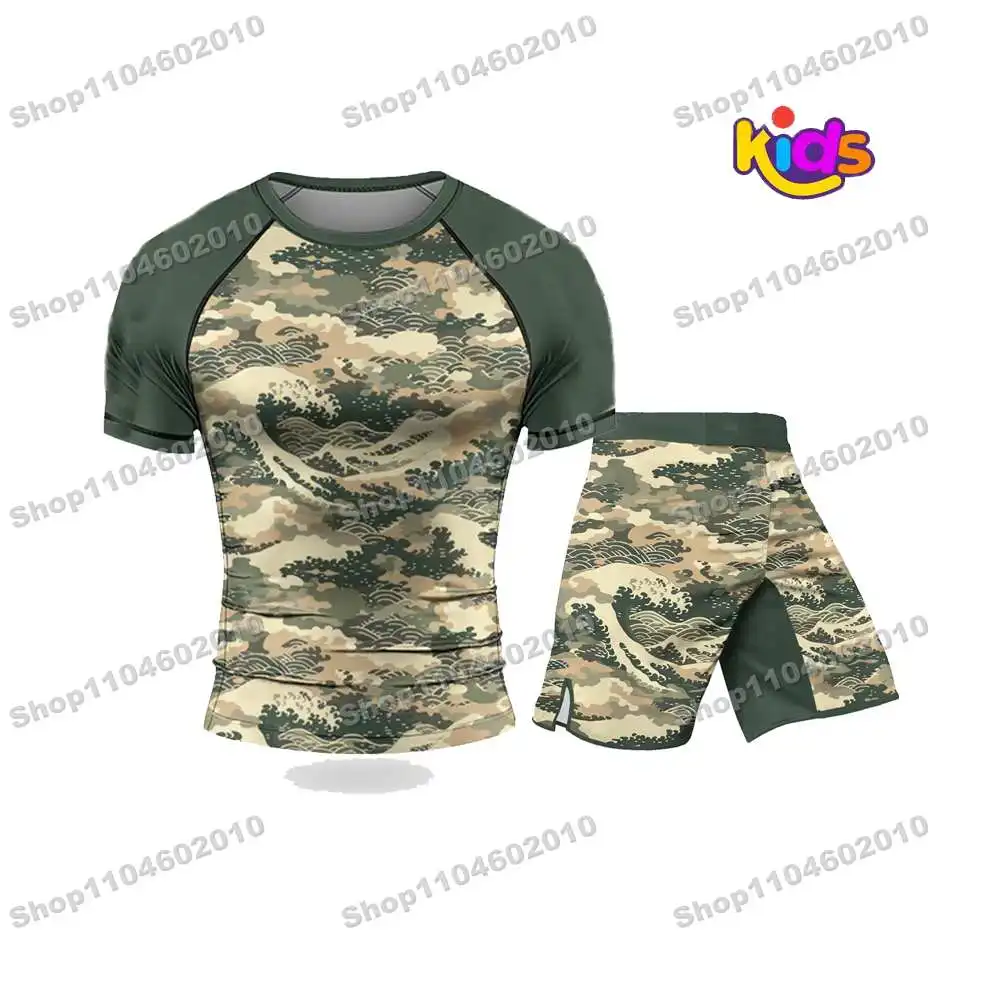 

K27th Anime Kids Surf Clothing BJJ MMA Boys Rash Guard Short Sleeve Diving T-Shirt Tight Swimwear Summer Beach Floatsuit Girls