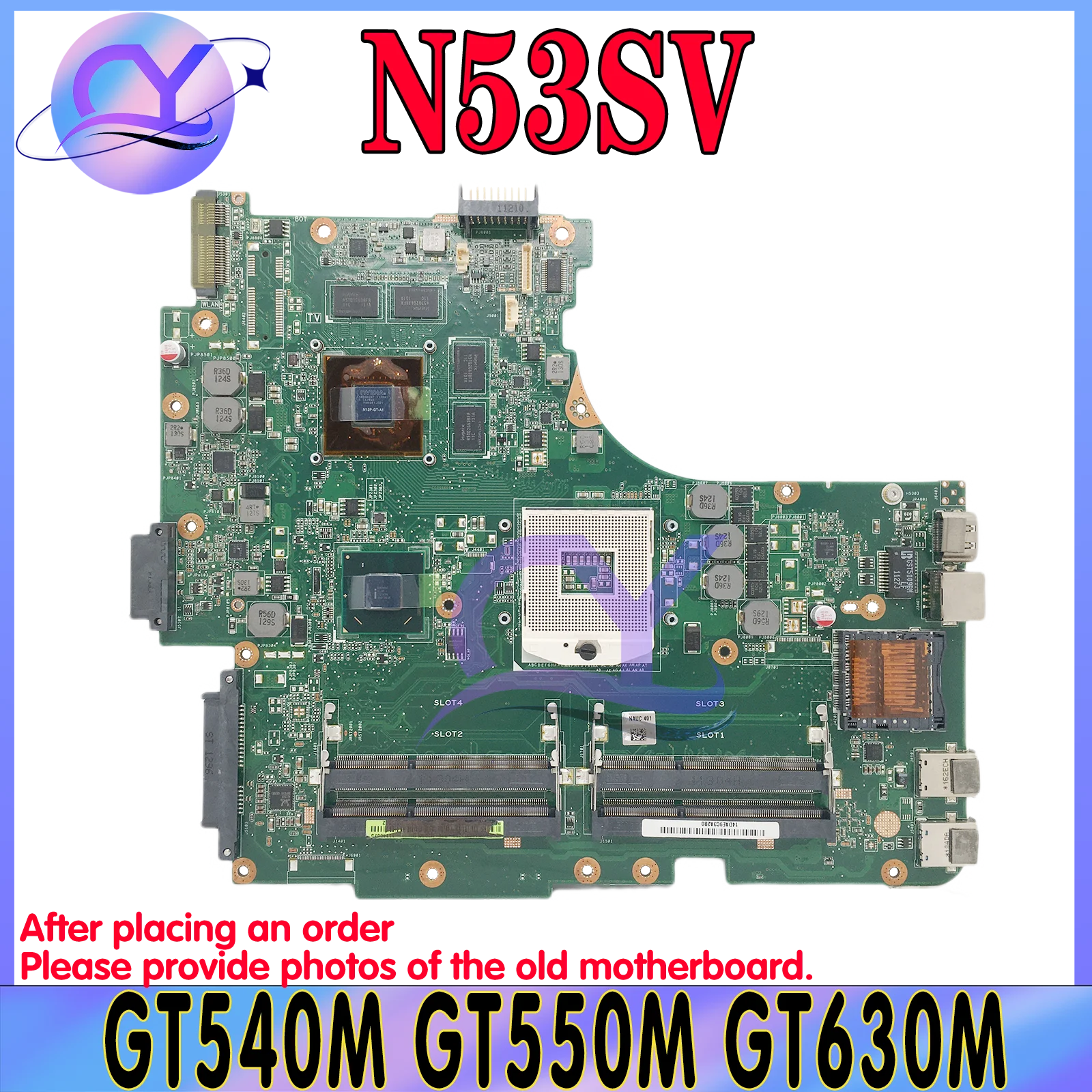 N53SV Mainboard For ASUS N53SM N53S N53SN A53S K53S X53S Laptop Motherboard Supports i3 i5 GT540M GT550M GT630M