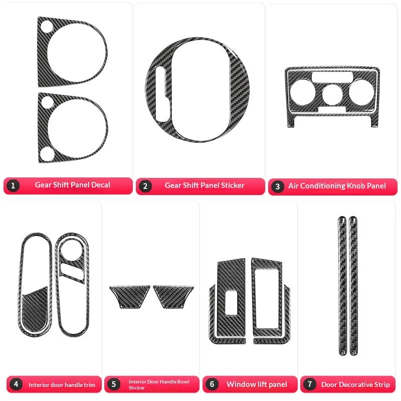 

For VW Beetle 2012-2019 Carbon Fiber Interior Trim Sticker for Dashboard Gear Shift Door Handle