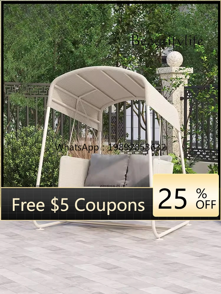 

FF Courtyard Outdoor Swing Single Double Rocking Chair Garden Hanging Chair Outdoor Home Indoor Wrought Iron Swing