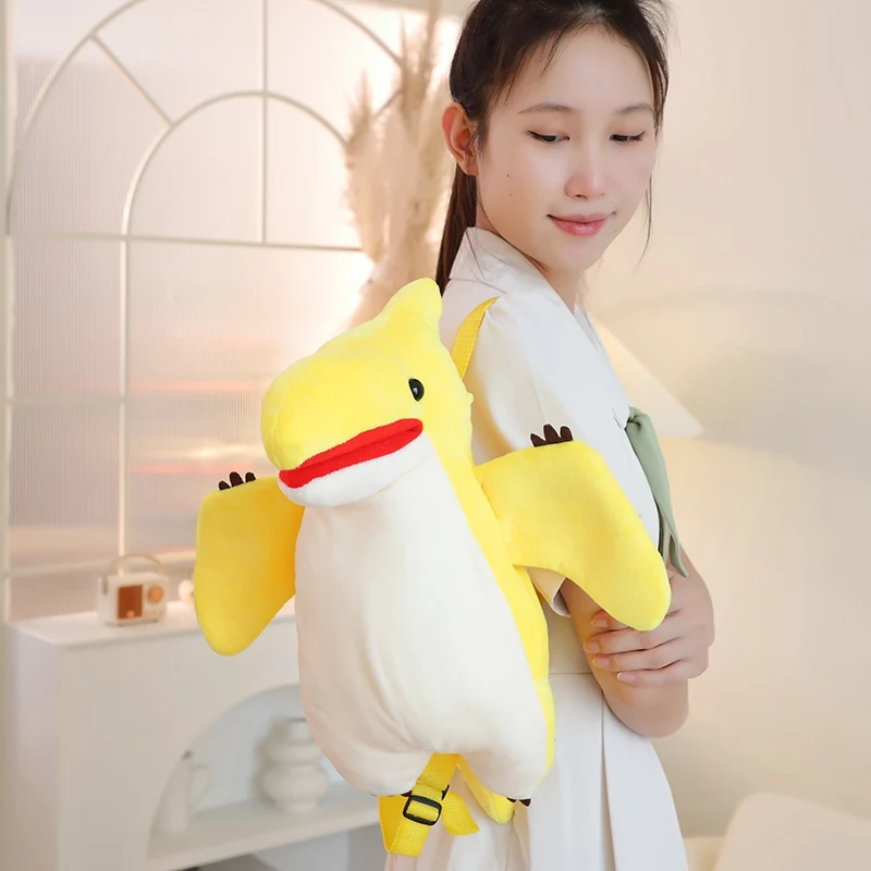 Cartoon Wings Dino Plushies Dolls Soft Stuffed Animals Pterosaur Kids Toys Funny Student Popular Backpack for Child Gifts Decor