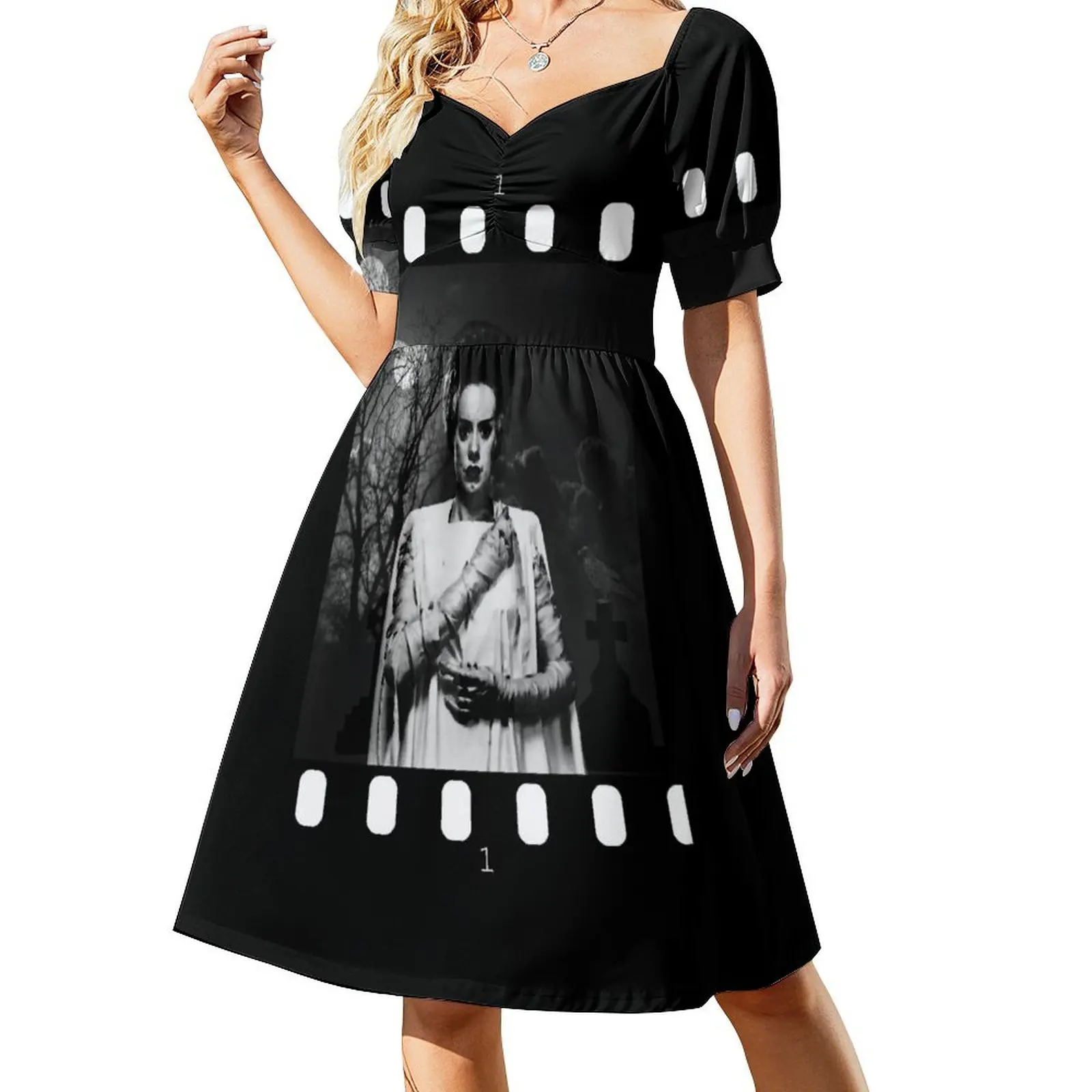 

Bride Of Frankenstein - Filmstrip. Short-Sleeved Dress women's summer clothing 2025 summer clothes for women