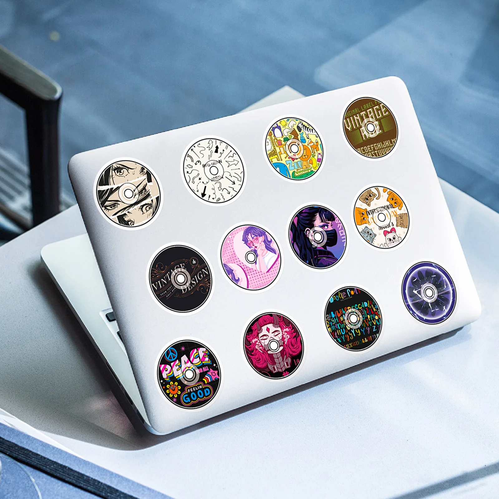 10/50PCS Optical Disk Cartoon Stickers Music Originality Sticker DIY Diary Scrapbook Laptop Phone Guitar Car Bike Graffiti Gifts