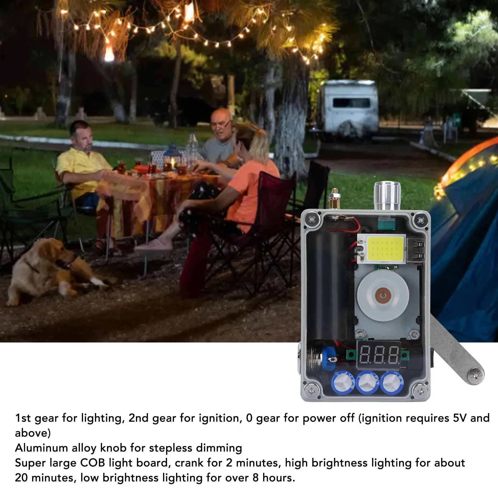 

Зарядное устройство для кемпинга — портативный генератор с подсветкой COB, аварийный аккумулятор USB для телефонов/на открытом воздухе