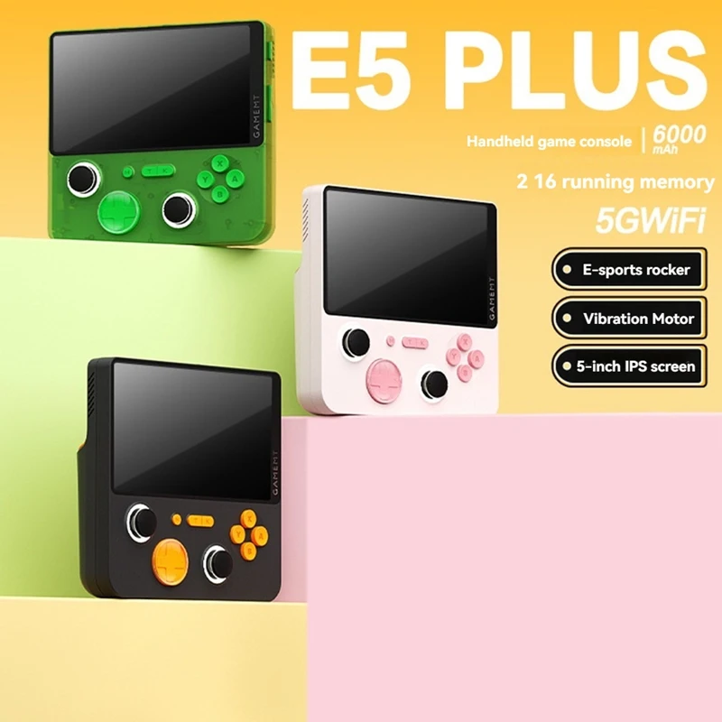 A04R E5Plus Handheld Video Game Console 5inch HD Retro Game Console 6000mAh 128G Video Handheld Game Console A