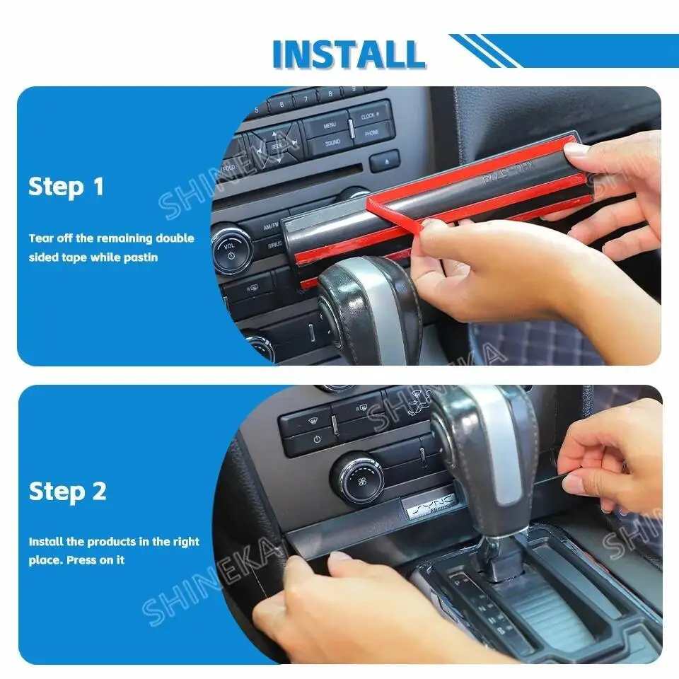 SHINEKA Stauraum-Organizer für Ford Mustang 2010 2011 2012 2013 2014, ABS-Auto-Schalthebel-Aufbewahrungsbox, Organizer, Innenzubehör – Detail 6