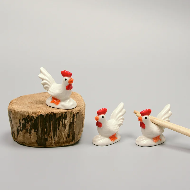 

6 PCS Rooster Customized Chopsticks Holder Super Cute Ceramic Ornament 5*3*3.5CM