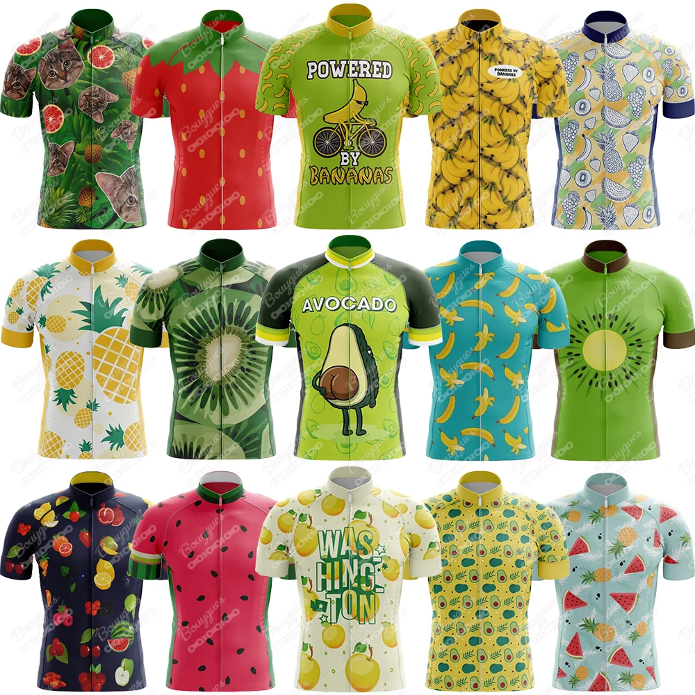 Fruit Series Cycling Jersey for Men Short Sleeve Reflective MTB Maillot Downhill Pro Team Mountain Bicycle Clothing New