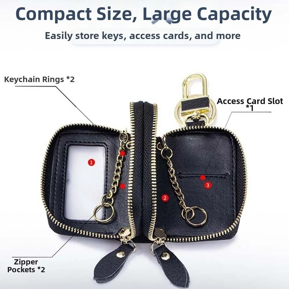 

Versatile Portable Hanging Coin Purse Double Zipper Exquisite Leather Car Key Pouch Classic Anti-lost Small Item Bag Earrings