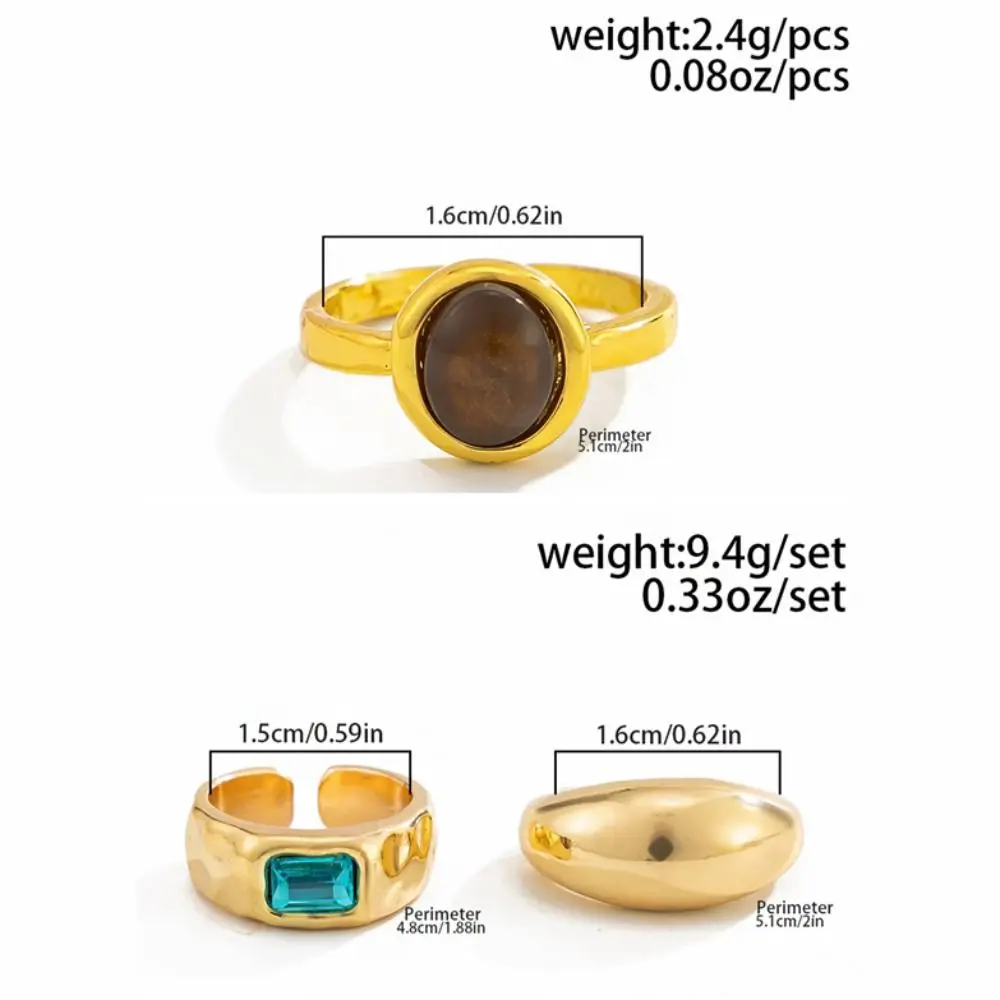 Personality Geometric Foot Ring Set Metal Gemstone Toe Rings Gold Open Korean Style Ring Vacation view 6