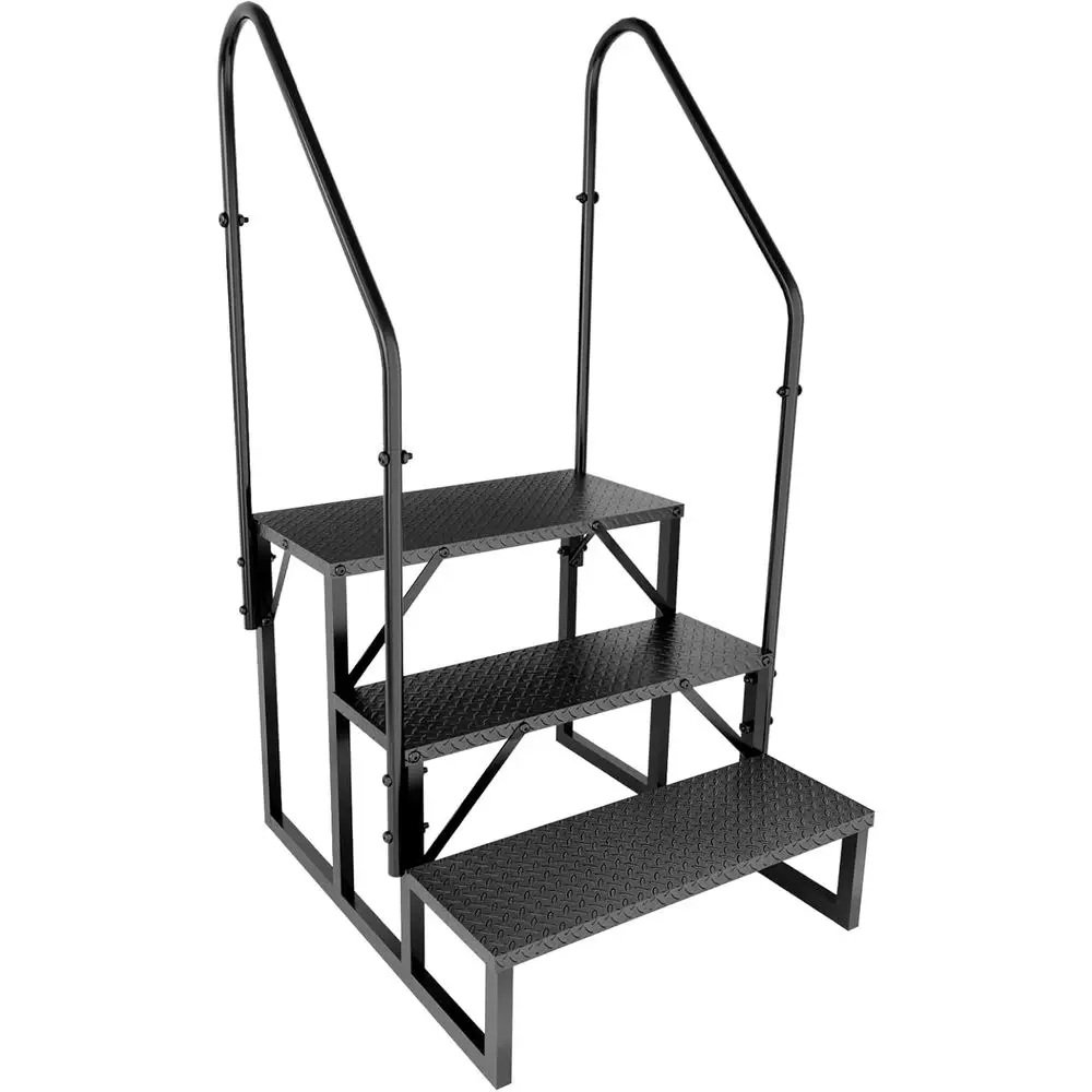 Step Ladder, Step Stool with Handle, Heavy Duty Pool Ladder Above Ground 660Lbs, Camper Steps Outdoor Steps RV Stairs or Reachin