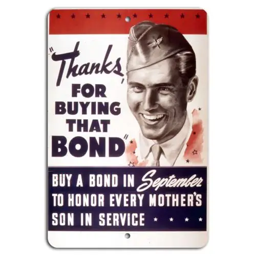 Service: Buy Bonds This September-Aluminum-tin sign