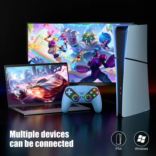 Imagen 2 del producto Controlador inalámbrico para Ps5/Ps5 Pro/Ps5 Slim/Pc con Joystick Hall, mando Bluetooth de doble vibración, programación Turbo de doble sentido