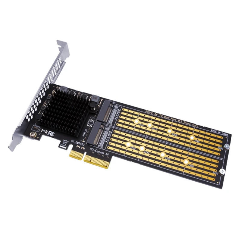 SSU PCI-E X4 To Dual Nvme Pcie Adapter,M.2 Nvme SSD To PCI-E X8/X16 Card Support M.2 (M Key) Nvme SSD 40Gbps