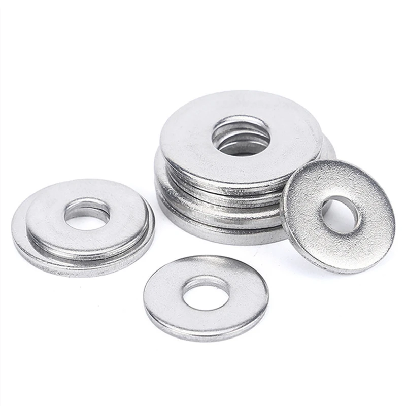 DIN125 6# 8# 10# 12# 1/4 5/16 3/8 7/16 1/2 9/16 5/8 3/4 7/8 304 Stainless Steel Flat Washer Shim Metal Plain Gasket Rings Spacer