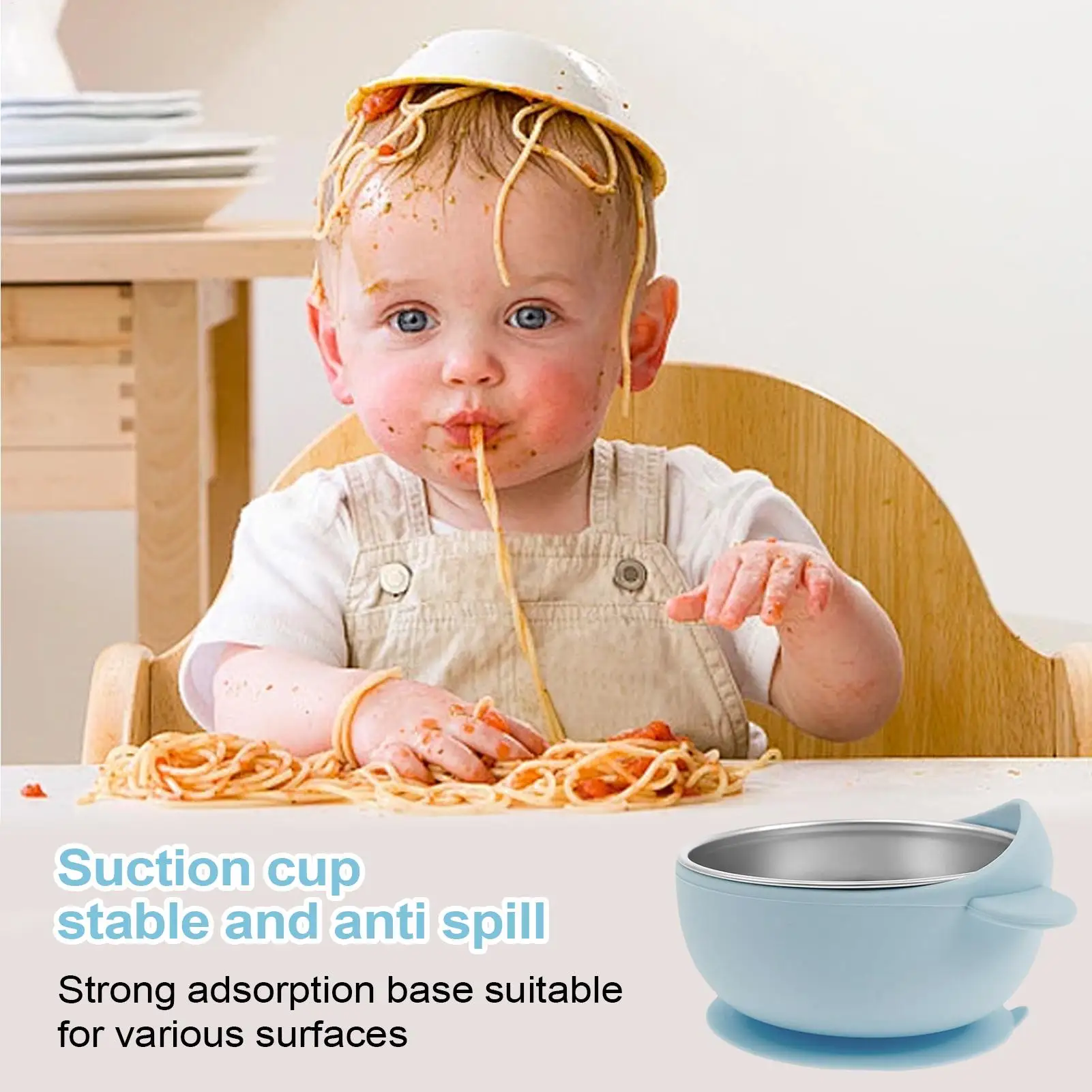 Suction Bowls For Baby 3D Panda Toddler Bowls Suction Stainless Steel Inner Grip Training Utensils Feeder Containers For Dish