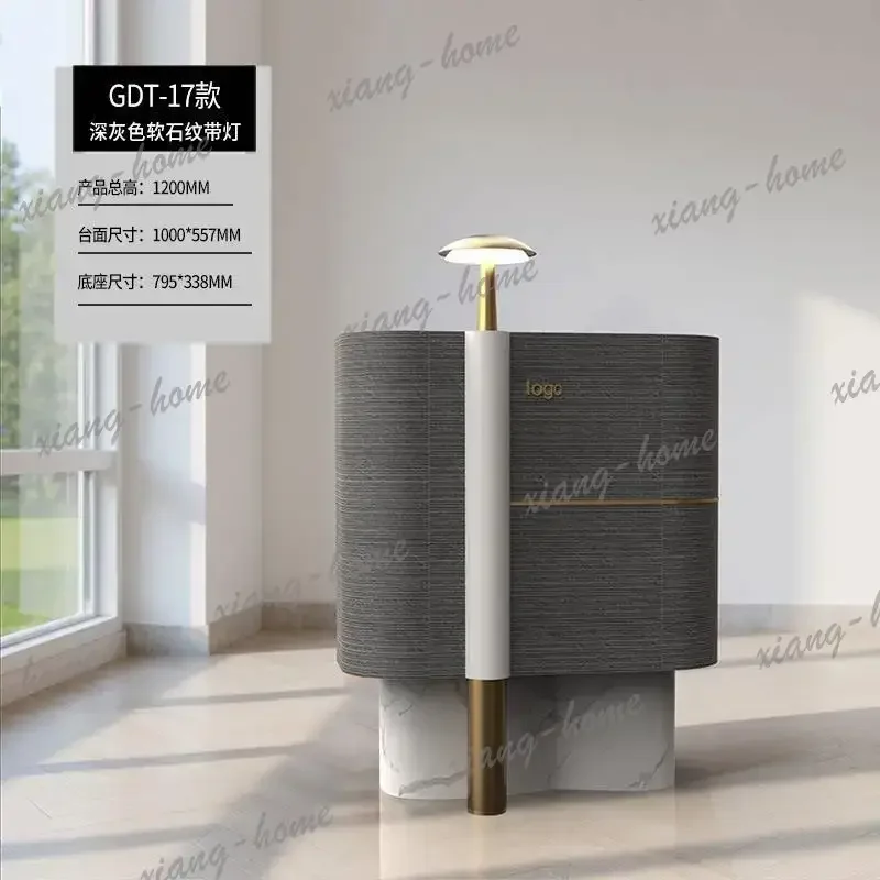 PG New soft stone texture stainless steel metal light luxury reception table, simple modern cashier counter information desk
