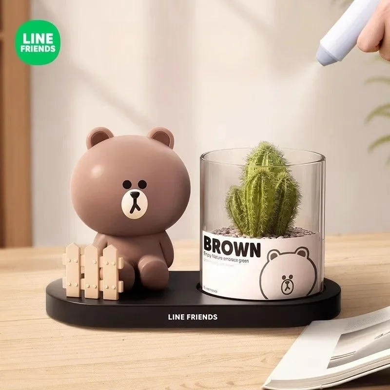 

Line Friends Brown Decorative Green Plants Succulent Fragrance Entrance Ornaments Birthday Housewarming Desktop Ornaments Gifts