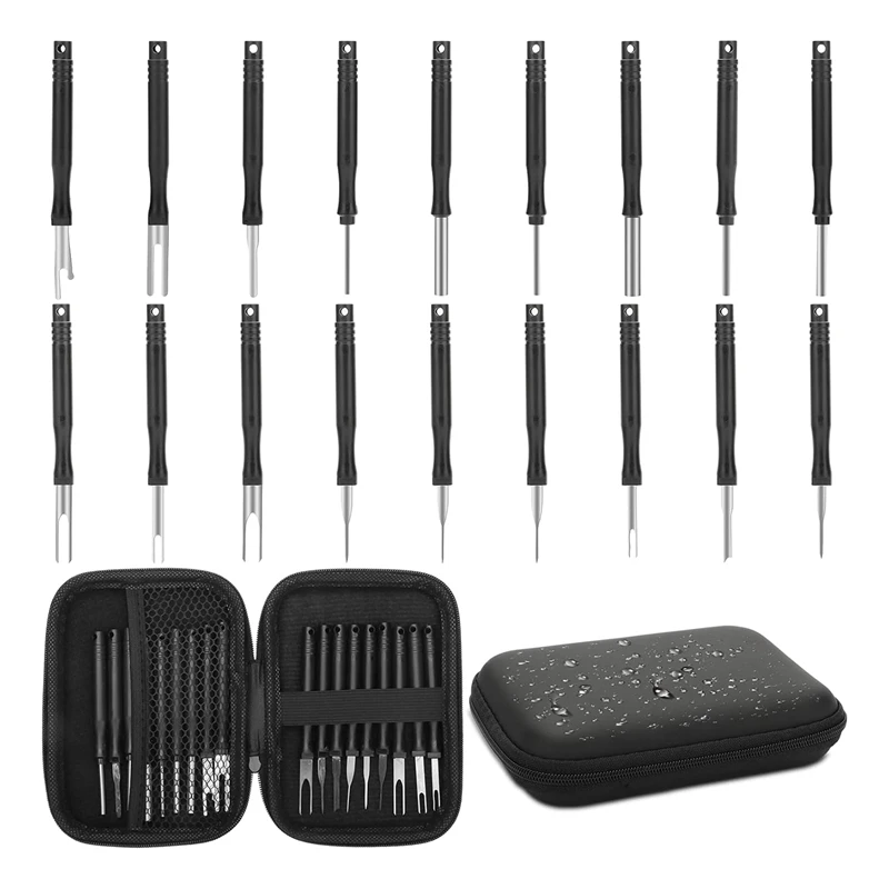 

Terminal Removal Tool Set 18PC Pin Extractor Tool Kit Depinning Tool, Auto Electrical Wire Connector Pin Release Tool