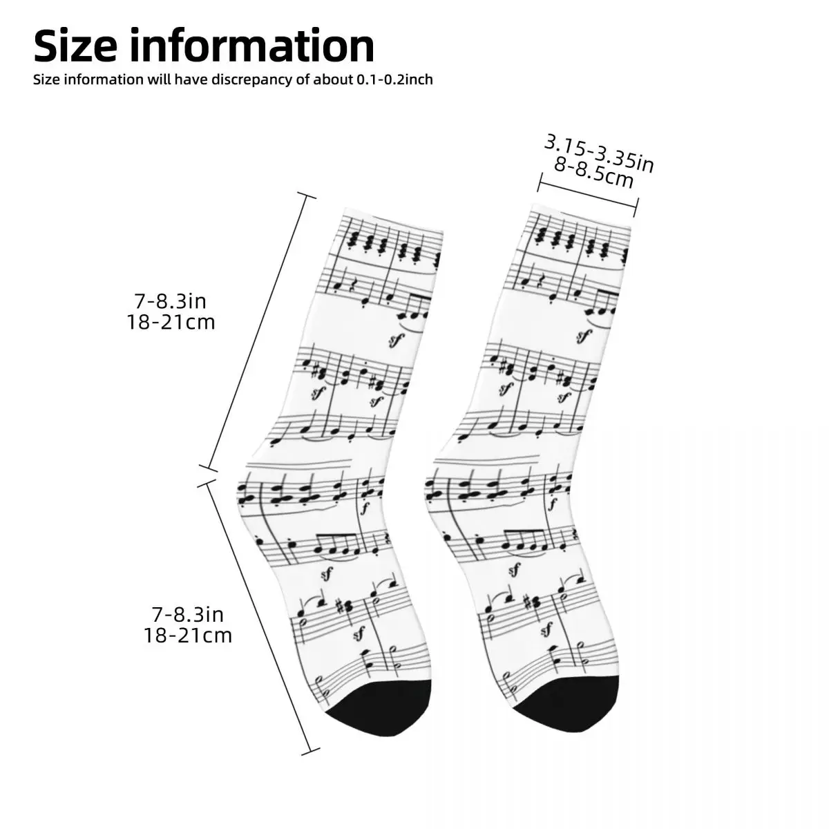 Sheet Music Socks Harajuku Sweat Absorbing Stockings All Season Long Socks Accessories for Unisex Gifts