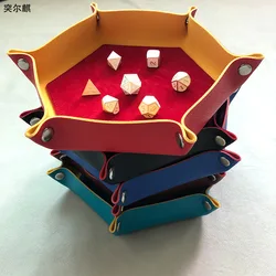 Empty Pocket Modern Entrance Dice Holder Tray Hall Keys Receiver for DND D & D Table Decoration Leather Storage Dish Multi Color