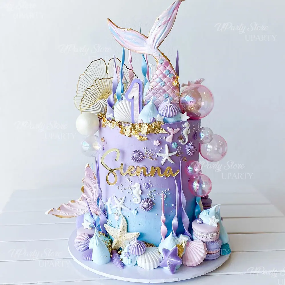 10/50 Stück schillernde Kugeln Kuchendeckel 3/4/5 cm Laserrosa transparente perlweiße Kuchenbälle für Geburtstag Meerjungfrau Kuchendekoration – Detail 9