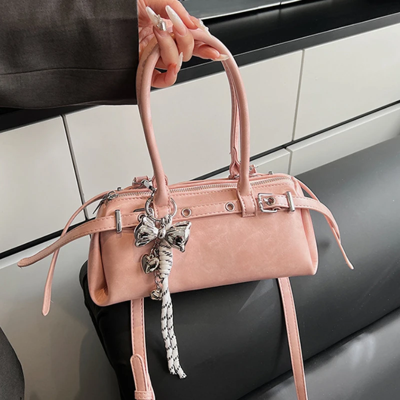

PU Leather Shoulder Bags For Women 2025 Winter Y2K New Trend Female Crossbody Bag Lady Handbags And Purses Retro Tote Bag