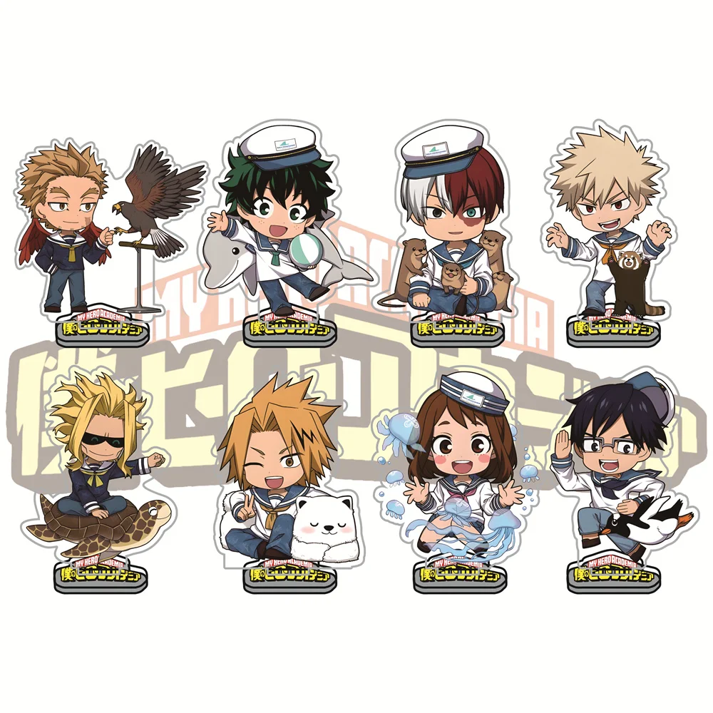 My Hero Academia Versão Marinha 10cm Figuras de Acrílico para Suporte Chaveiro Anime Colecionável Decoração de Mesa Presente para Fãs