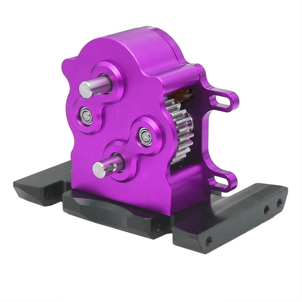 Component Aluminum Dual Transmission Dig Overdrive Gearbox for 1/10 RC Crawler Car LCG SCX10 Upgrade Parts Purple
