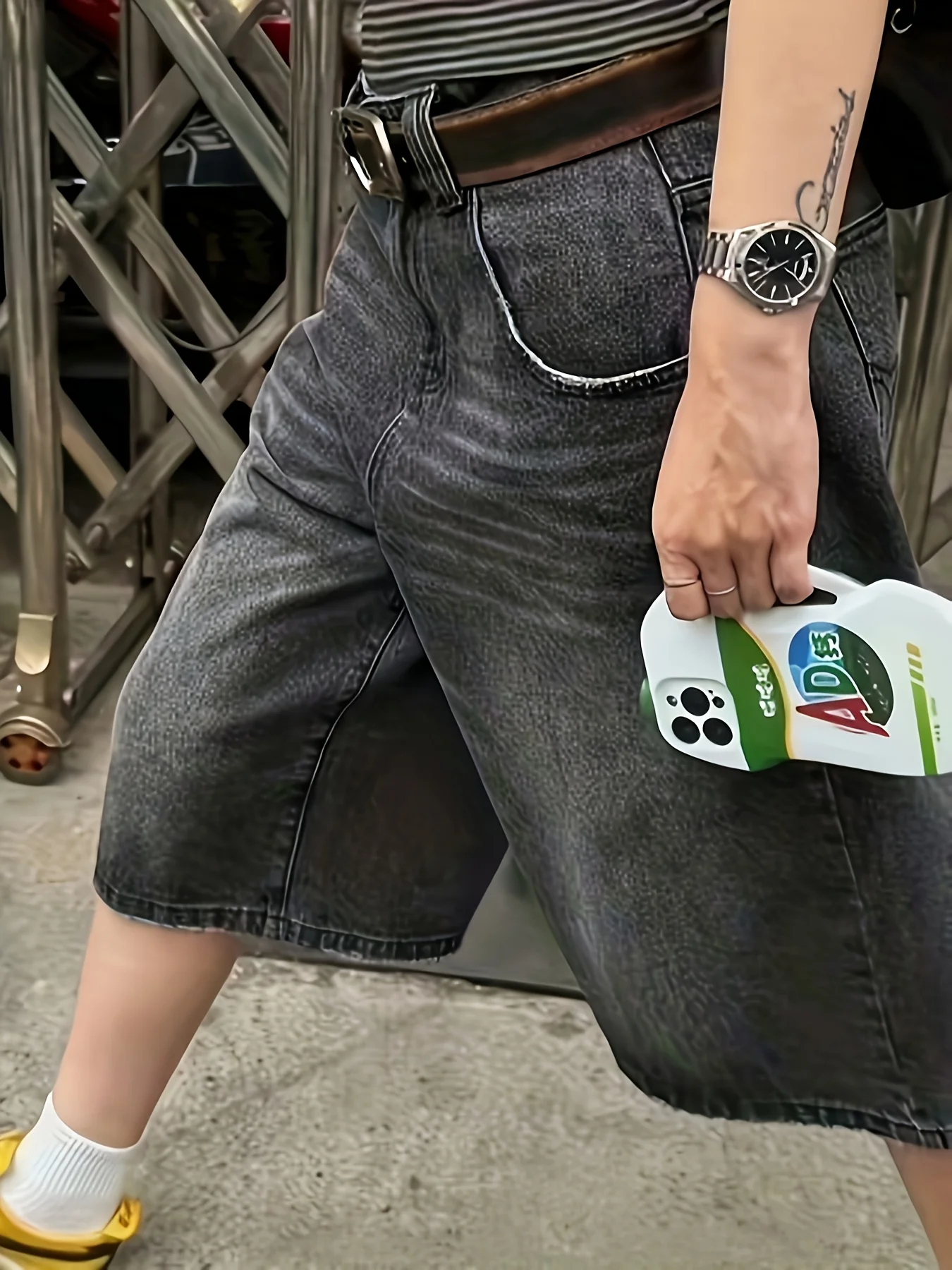 

2026 Summer New Style Drapey Over-The-Knee Cropped Pants Unisex Trendy American Heavy-Duty Loose Gradient Denim Shorts