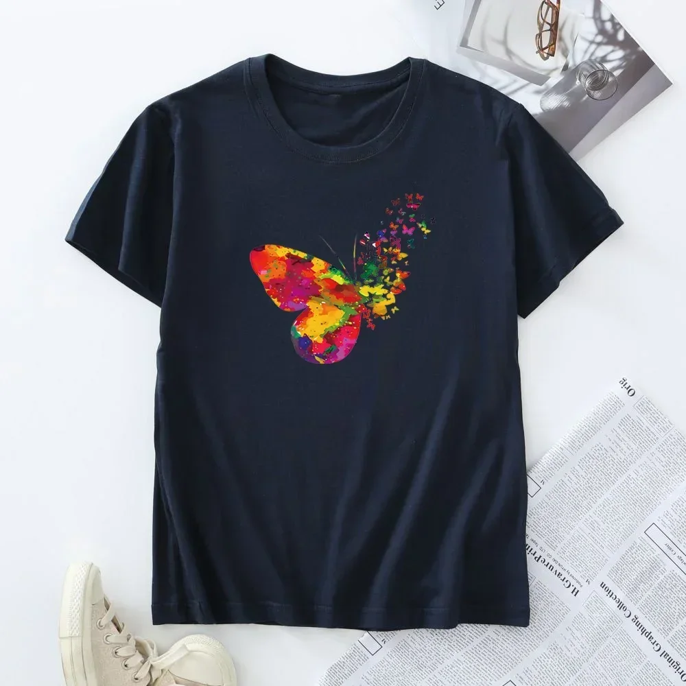 Plus Size Women's Short Sleeve T-shirt 100% Cotton Summer Tshirt Women Tees 2024 Fashion T Shirts Woman Tops Female Clothing