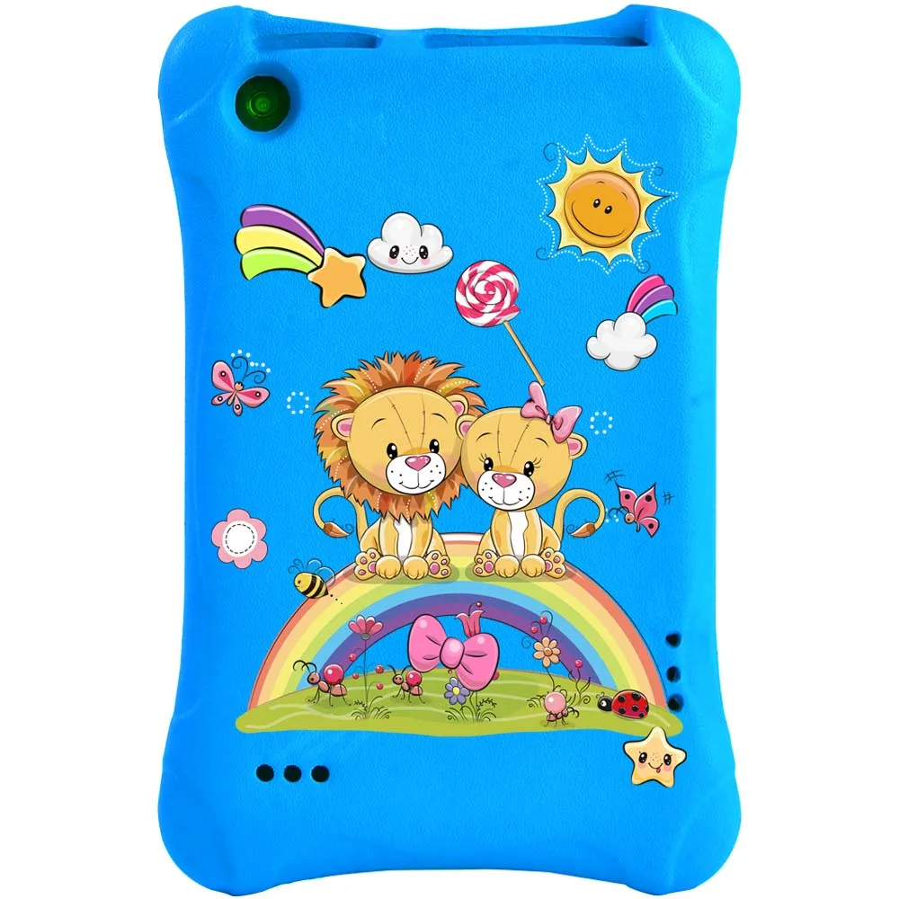 Tablet Case for Amazon Fire 7 5th/7th/9th Case Kids Tablet Back Protector Shell Shockproof EVA Blue Cute Pattern Cover