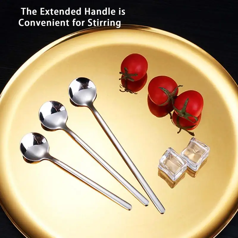 Десертная кофейная ложка с длинной ручкой, чайная ложка со льдом, кофейная ложка из нержавеющей стали, кофейный бар, чайные ложки, ложка для мороженого, коктейльная ложка