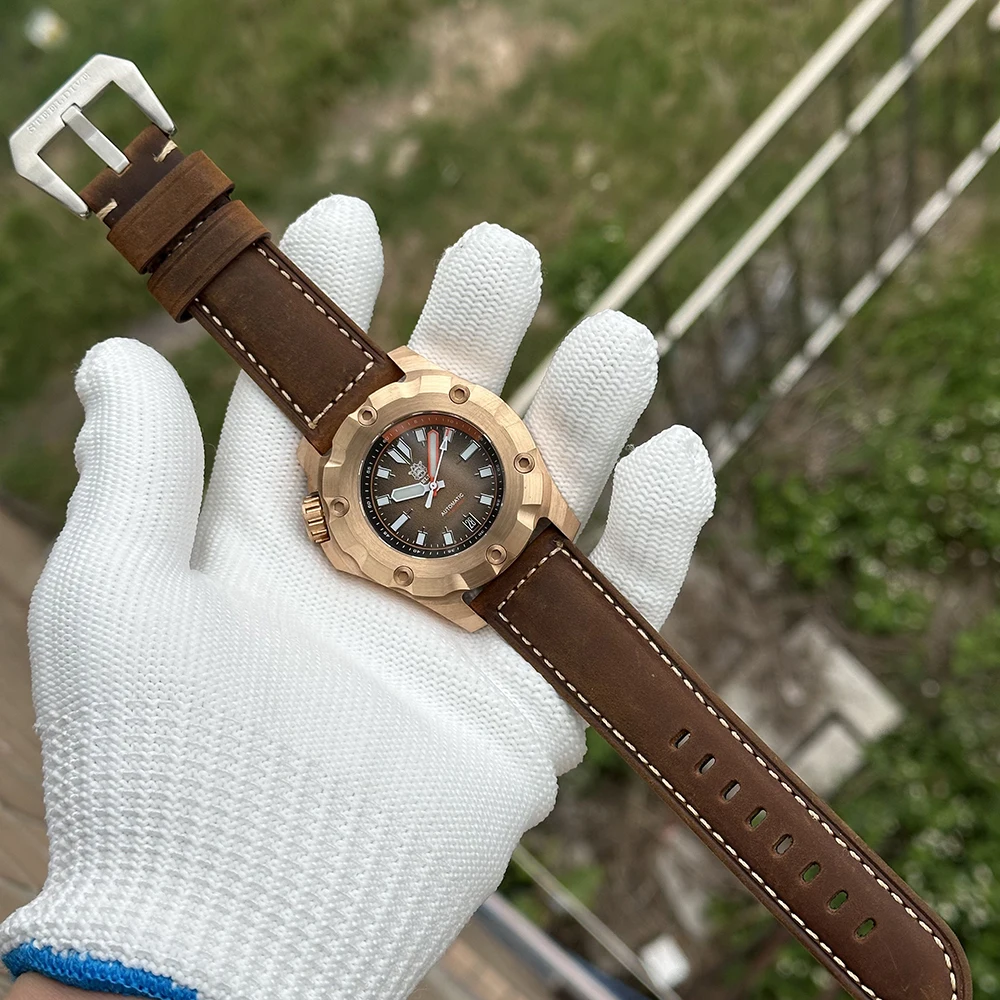 

Мужские дайверские часы STEELDIVE, бронзовые, 45 мм, автоматические механические наручные часы для глубокого дайвинга, 1000 м, водонепроницаемые BGW-9, светящийся сапфир, NH35